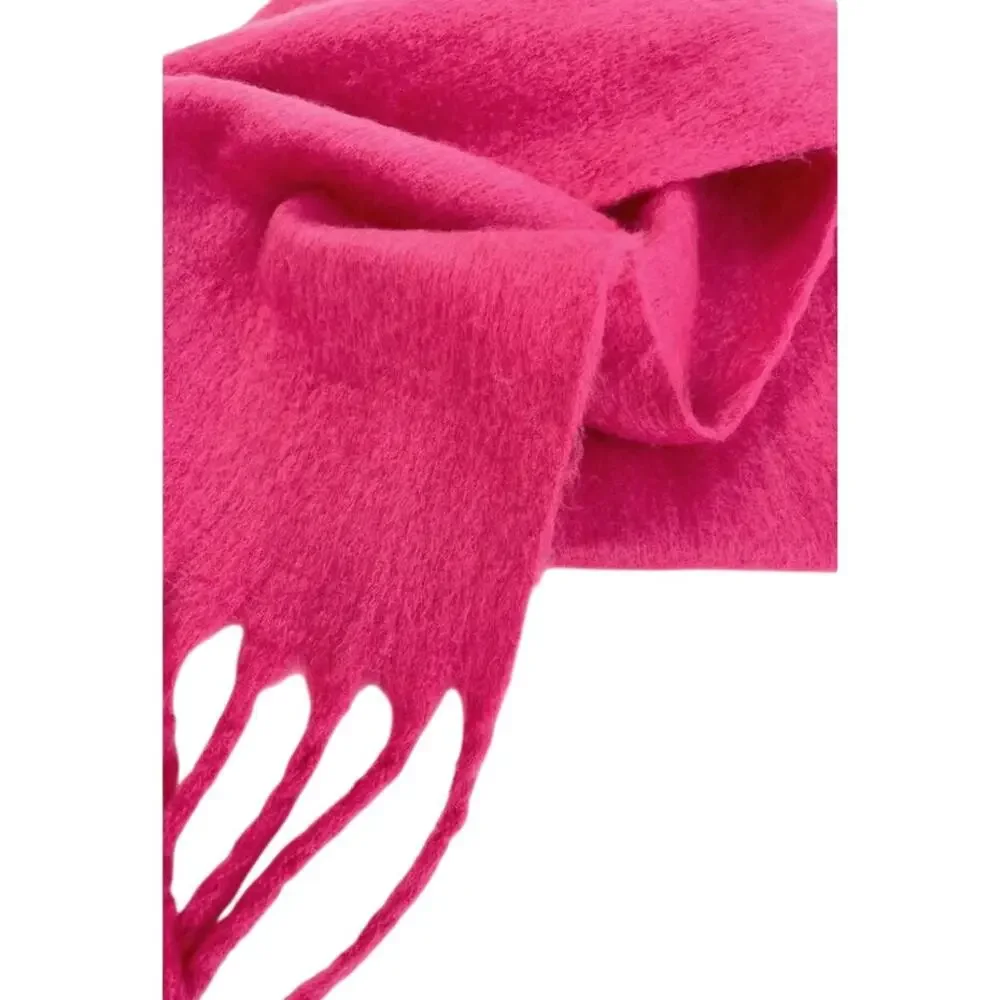 Large Oversized Electric Fuchsia Hot Pink Dopamine Wool Felt Like Scarf Fringe